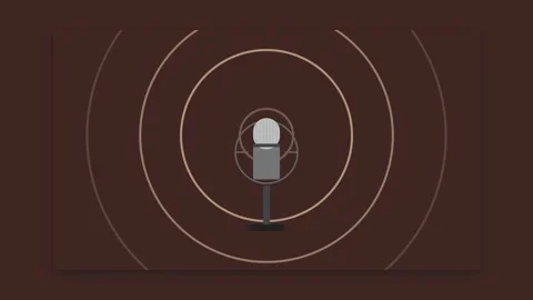 Classic Studio Microphone with Radiating Sonic Waves on Deep Chocolate Brow.. Stock Footage 346612214