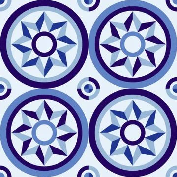 Classic style mosaic tile pattern with blue design Illustrazione stock