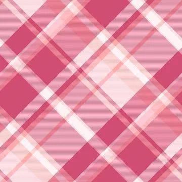 Classic, stylish pink plaid pattern. Seamless diagonal tartan design perfect  Stock Illustration
