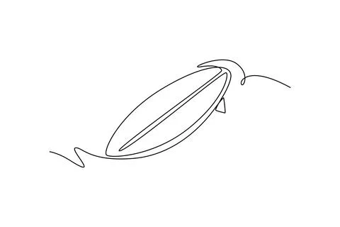 Classic surfboard floating on ocean waves. Adventure and coastal vibe Stock-Illustration