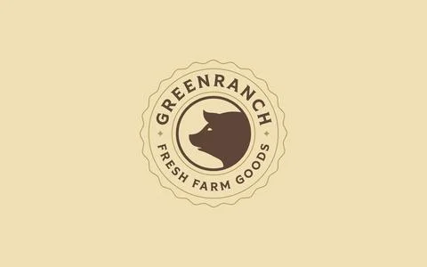 Classic swine ranch badge vector logo provides premium pork producers and loc Stock Illustration