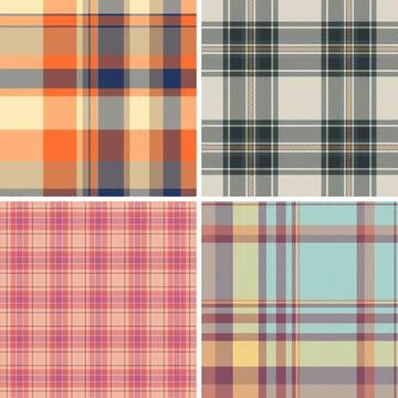 Classic tartan inspired plaid patterns with seamless repeats. Vintage vector  Stock Illustration
