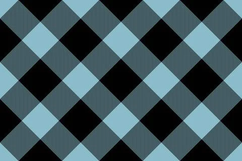 Classic tartan pattern in light blue and black, angled. Creates a rustic, c.. Illustrazione stock