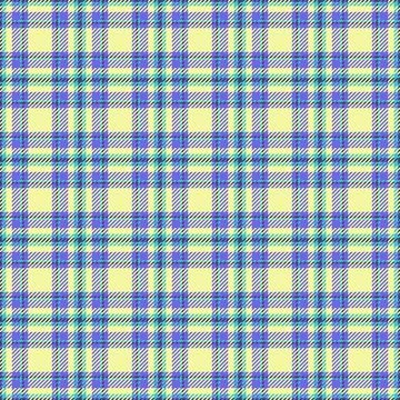 Classic tartan pattern. Seamless check design in blue, yellow, and teal. Id.. Stock Illustration
