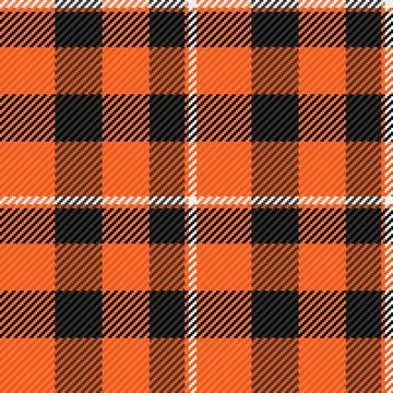 Classic tartan pattern. Vibrant orange, black  white creates a timeless, wove Stock Illustration