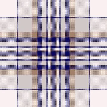 Classic tartan plaid pattern with pixelated detail in neutral and navy tones. Stock Illustration