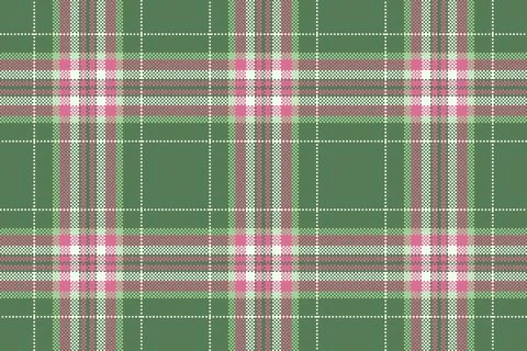 Classic tartan plaid pattern. A seamless, pixelated design in green, pink, an Stock Illustration