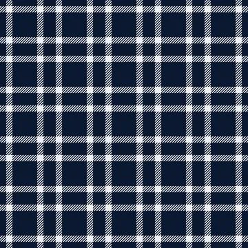 Classic tartan seamless pattern. Navy blue and white checkered design perfect Stock Illustration