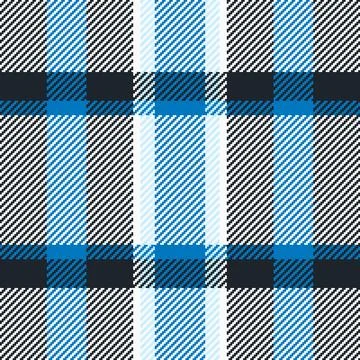 Classic tartan seamless pattern. Woven texture in blue, black and white. Time Stock Illustration