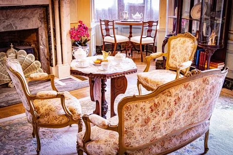 Classic tea table Stock Photos