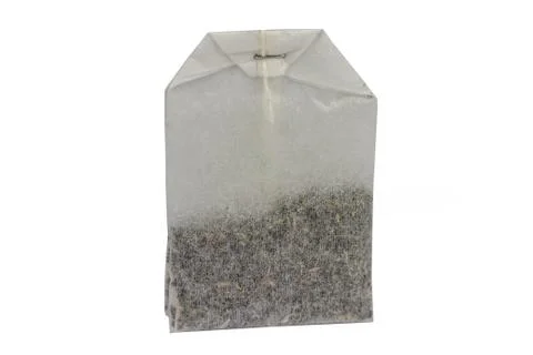 Classic teabag front macro, isolated on white background Stock Photos