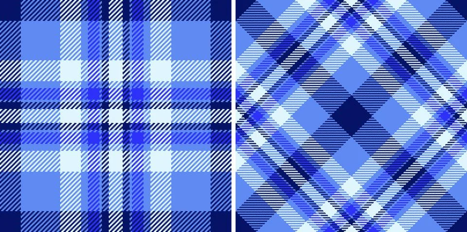 Classic textile patterns featuring blue plaids. Versatile for fashion, interi Illustrazione stock