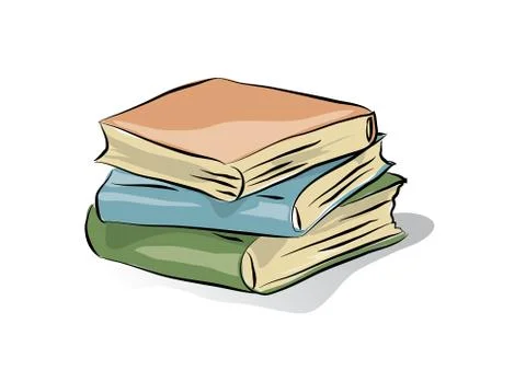 Classic three books, vector clip-art isolated illustration Stock Illustration