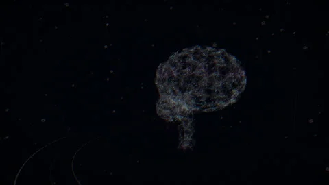 Classic three-quarter view of a luminous cybernetic brain an, 4K ProRes 422 HQ Stock Footage 336157047