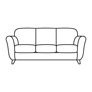 Classic three seater couch vector illustration for home furniture catalog pag Stock Illustration