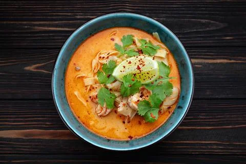 Classic Tom Yum Soup Rustic Stock Photos