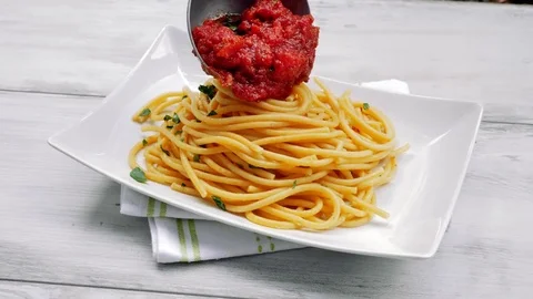 Classic tomato spaghetti Stock Footage