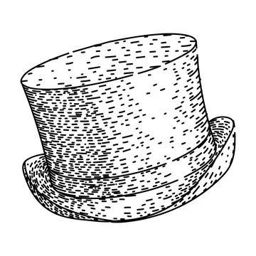 Classic top hat sketch hand drawn vector Stock Illustration