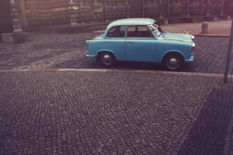 Classic Trabant on the street. Stock Photos