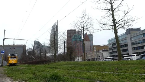 Classic tram to Scheveningen Stock Footage 105073101