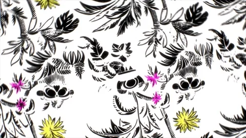 Classic Tropical Pattern – Rotation Motion Animation Stock Footage 306388363