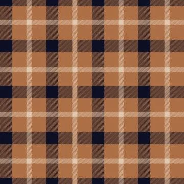 Classic tweed plaid style pattern. Geometric check print in brown and blue color Stock Illustration