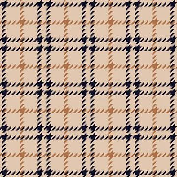 Classic tweed plaid style pattern. Geometric check print in beige and blue color Stock Illustration
