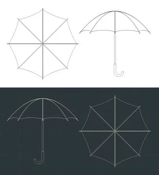 Classic umbrella blueprints Stock Illustration