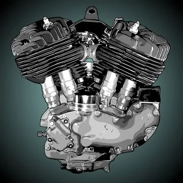 Classic v twin engine vector template Stock Illustration