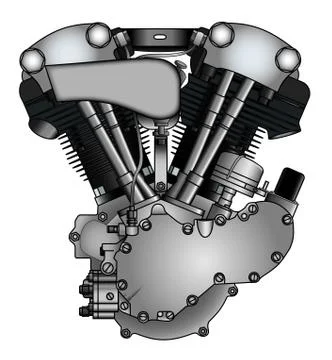 Classic v-twin motorcycle engine Stock Illustration