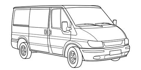 Classic van bus car. Side view shot. Illustrazione stock