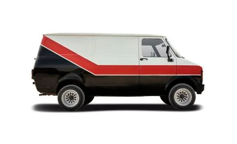 Classic van side view isolated on white 스톡 사진