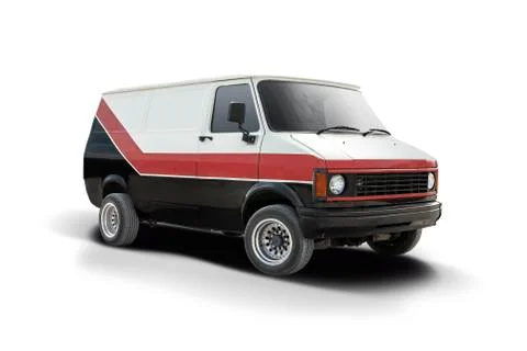 Classic van side view isolated on white Stock Photos