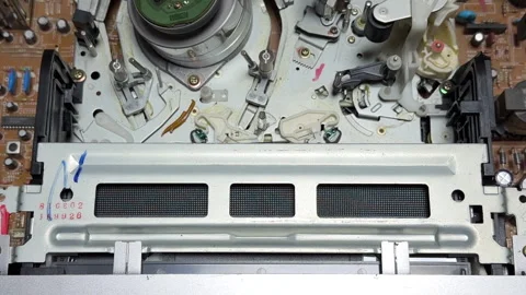 Classic VCR Ejects Tape with a Relieved Mechanical Whir and Final Metallic Click Stock Footage 329087367