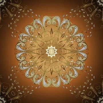 Classic vector golden pattern. Traditional orient ornament. Pattern on brown and Stock Illustration