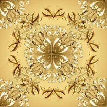 Classic vector golden seamless pattern. Classic vintage background. Traditional Stock Illustration