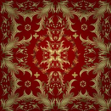 Classic vector golden seamless pattern. Floral ornament brocade textile pattern, Stock Illustration