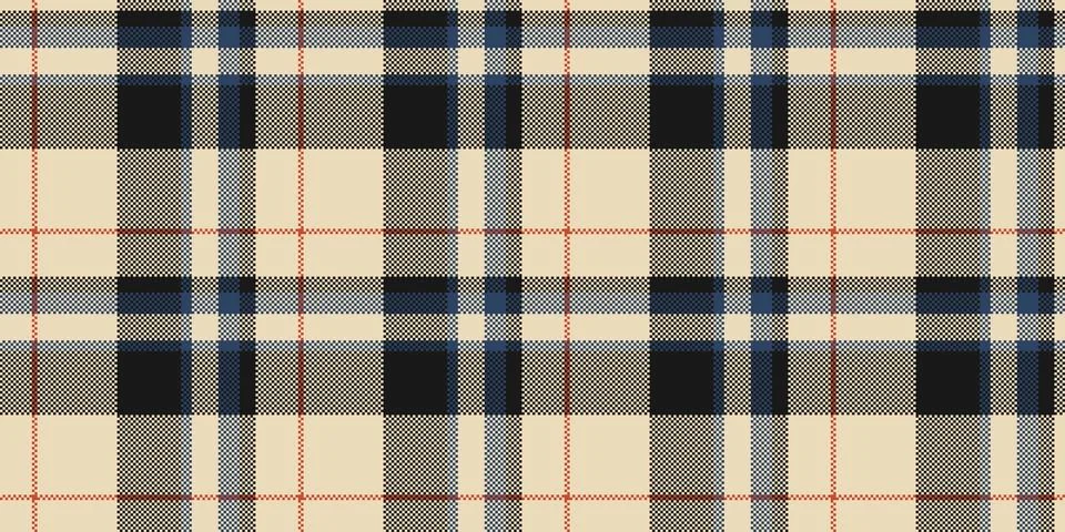 This classic vector tartan pattern features a sophisticated beige, navy, and  Stock Illustration