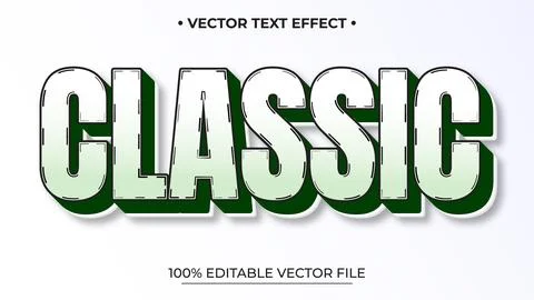 Classic Vector Text Effect with Green Shadow and White Fill on a White Back.. Stock Illustration
