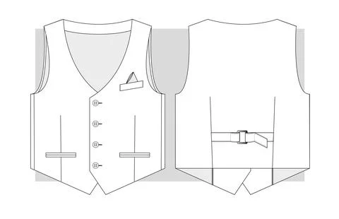 Classic vest technical sketch. Illustrazione stock