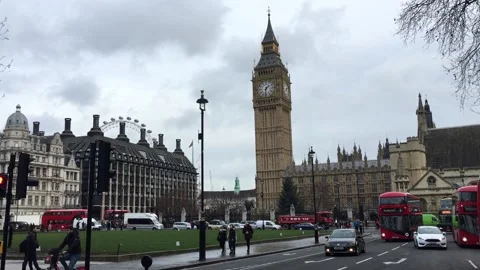 Classic View of Big Ben in Westminster, London Stock Footage 154112999
