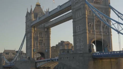 Classic View of Tower Bridge in London Stock Footage 145663109