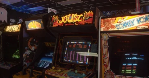 Classic Vintage Arcade Games 4K DCI ProRes Stock Footage