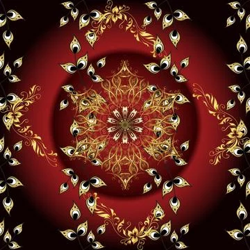 Classic vintage background. Seamless pattern on black, red and brown colors with Stock-Illustration