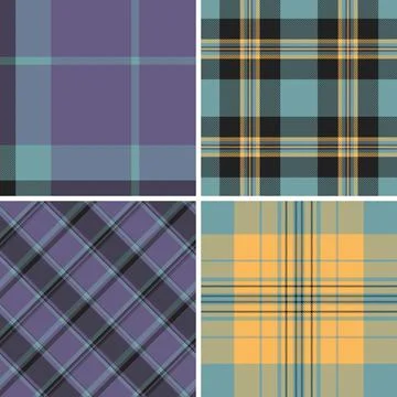 Classic vintage plaid pattern pack featuring tartan structure. Seamless vecto Stock Illustration
