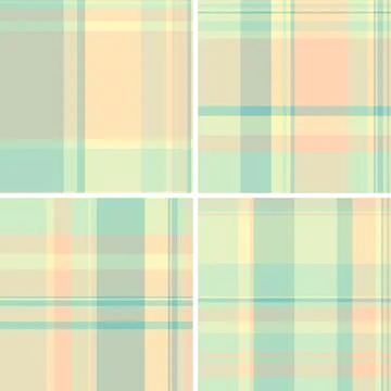 Classic vintage plaid pattern pack with seamless repeats. Vector tartan des.. Stock Illustration