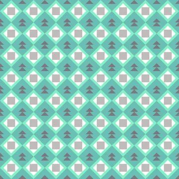 Classic vintage seamless pattern with abstract geometry texture. Green blue b Stock Illustration