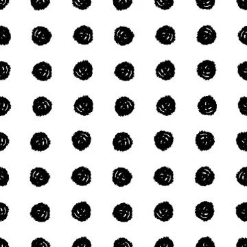 Classic vintage seamless pattern with polka dot, texture grunge crayons ink.  Stock Illustration