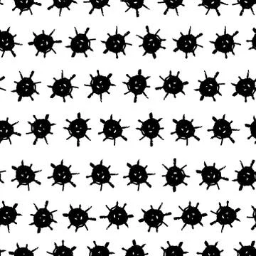 Classic vintage seamless pattern with polka dot, sun stars texture grunge cra Stock Illustration