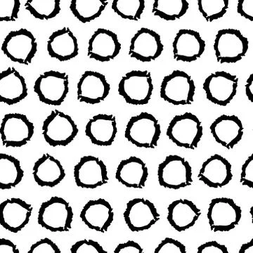 Classic vintage seamless pattern with polka dot circles, texture grunge crayo Stock Illustration